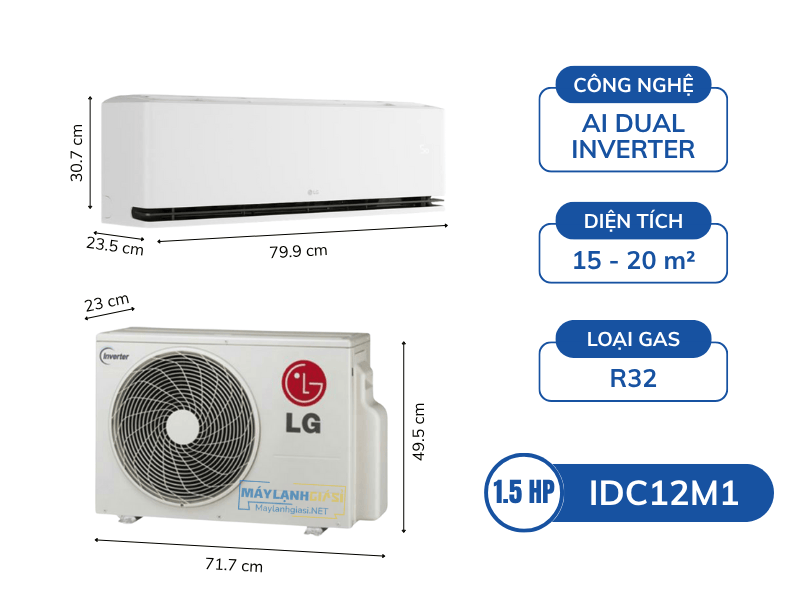Máy lạnh LG Inverter AI Air IDC12M1 1.5HP cao cấp