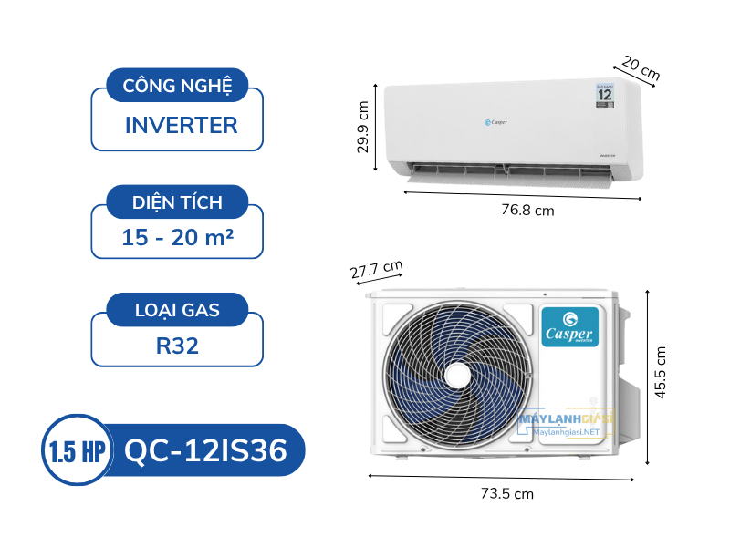 Máy lạnh Casper Inverter QC-12IS36 1.5HP