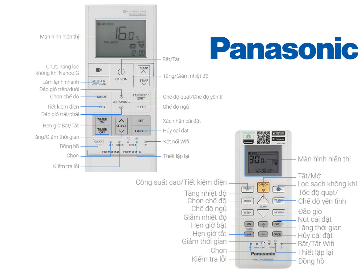 Giới thiệu các nút cơ bản trên remote máy lạnh Panasonic