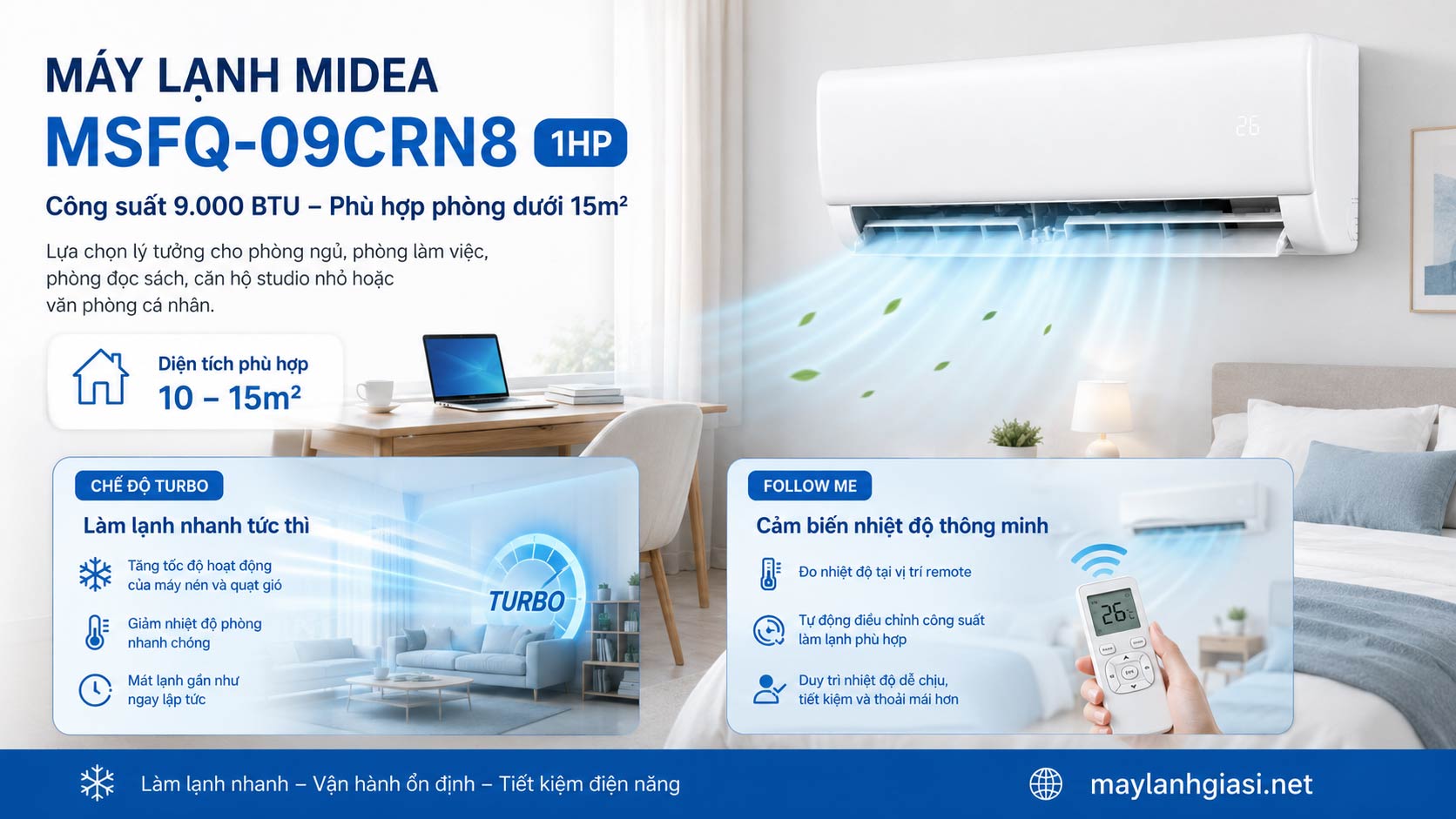 Máy lạnh Midea MSFQ-09CRN8 1HP
