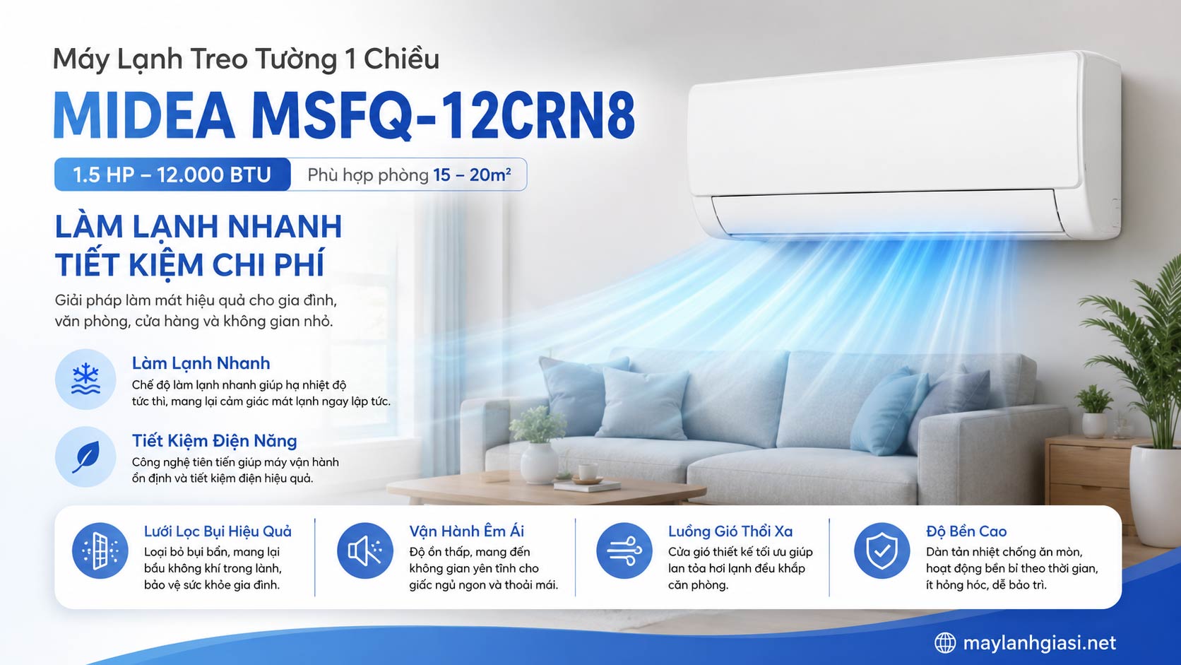 Máy Lạnh Midea MSFQ-12CRN8 1.5 HP