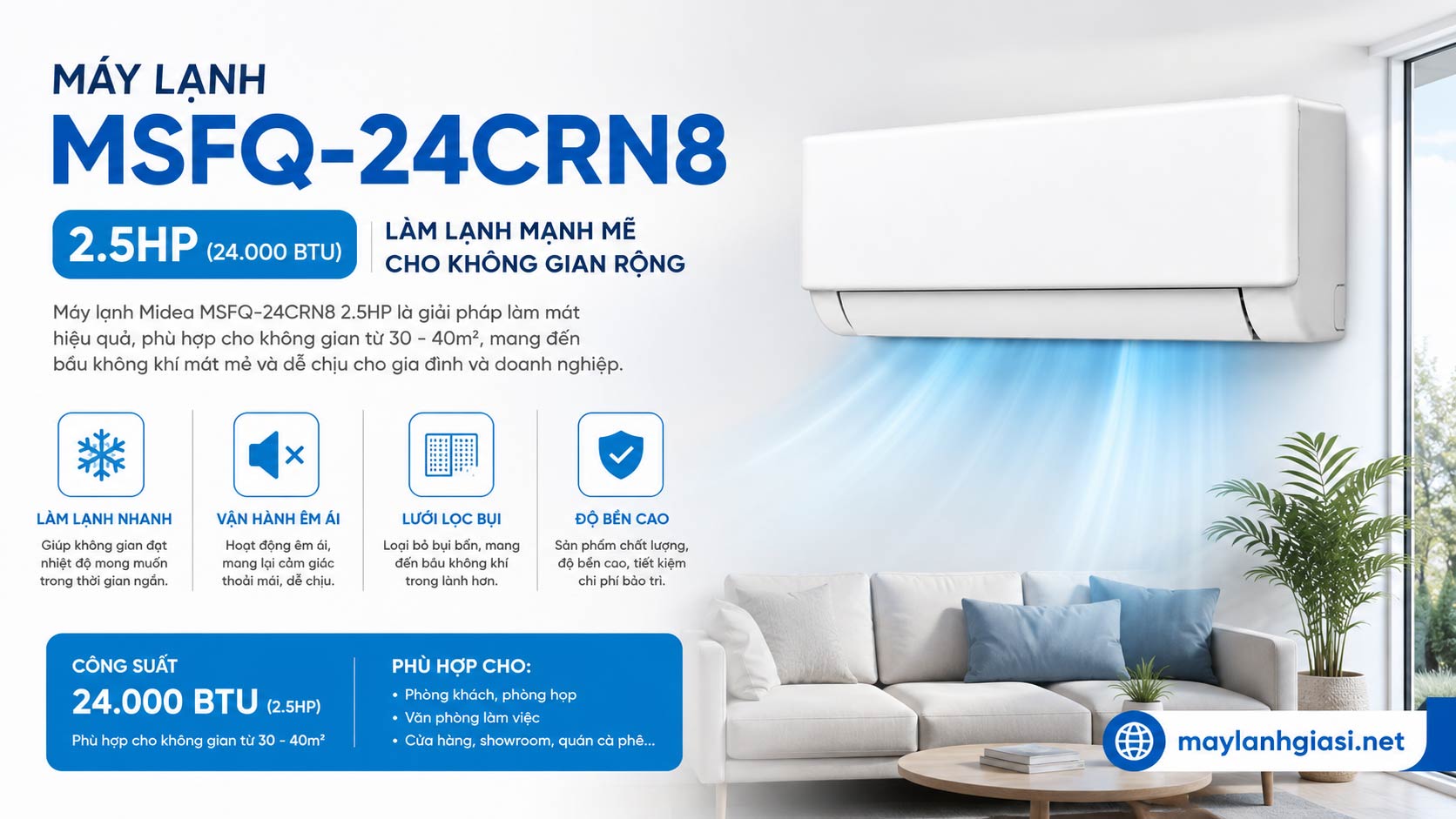 Máy Lạnh Midea MSFQ-24CRN8 2.5HP