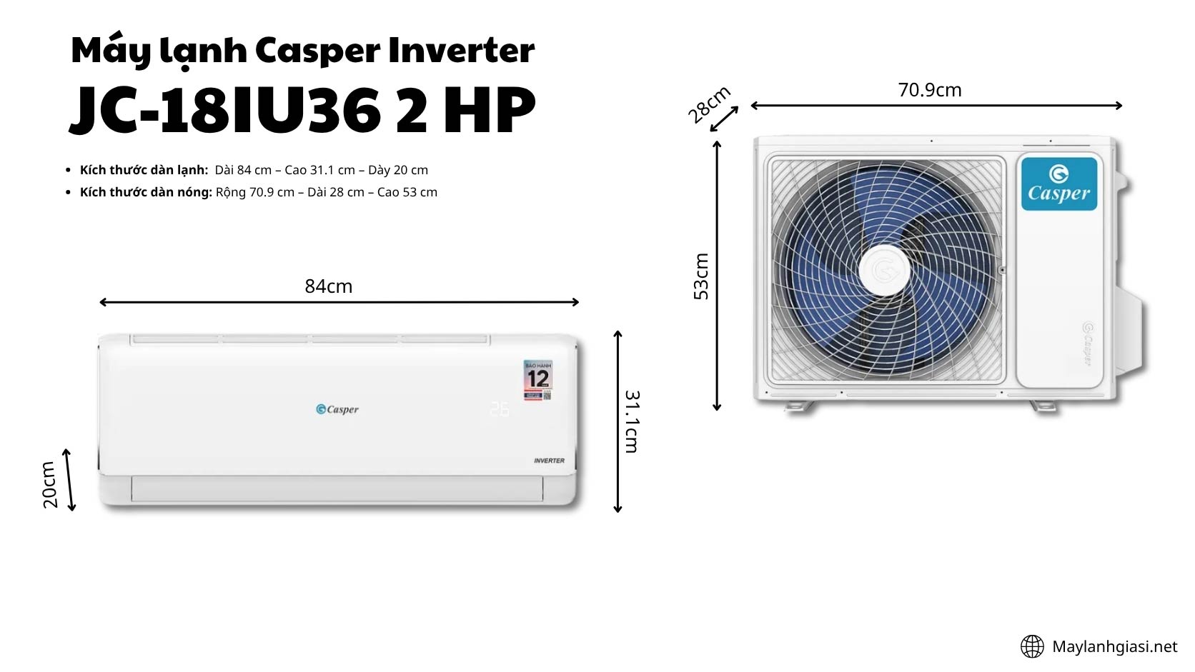 Máy lạnh Casper Inverter JC-18IU36 2 HP